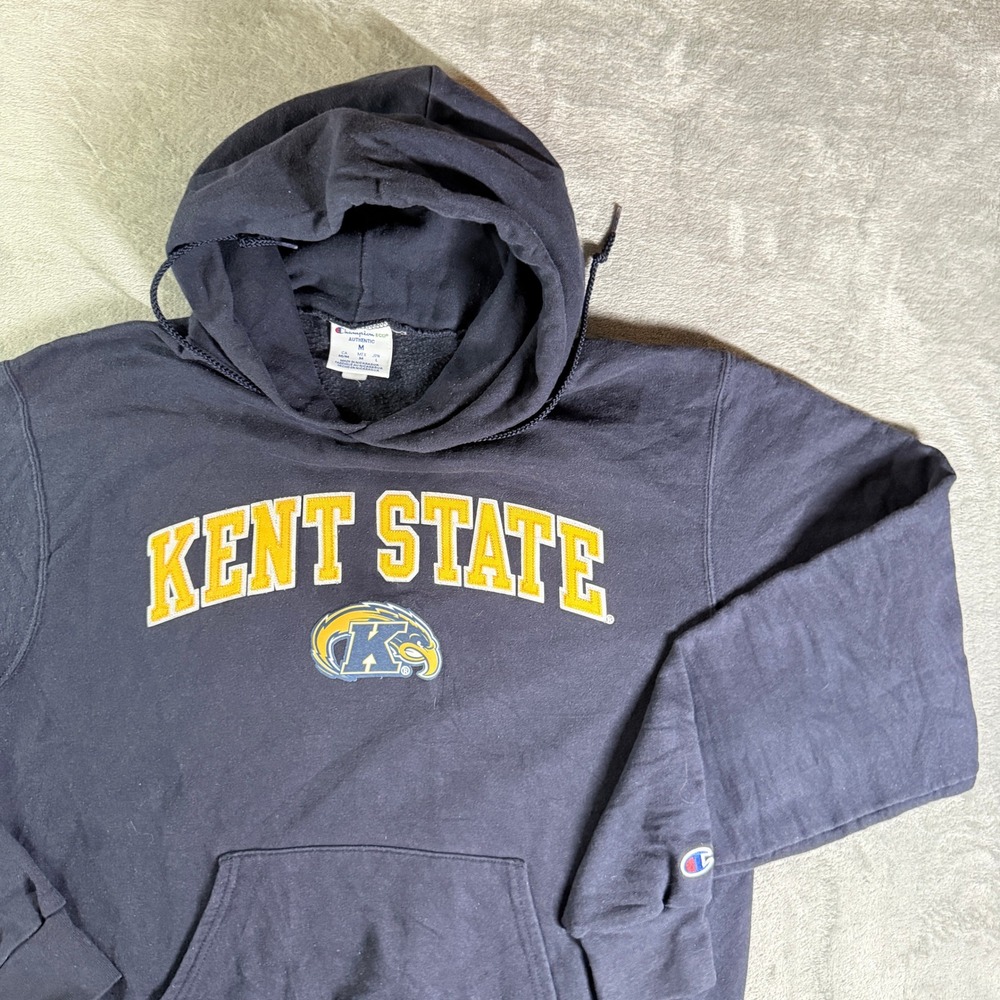 VTG Champion Kent State Hoodie Sweatshirt Mens Medium Navy